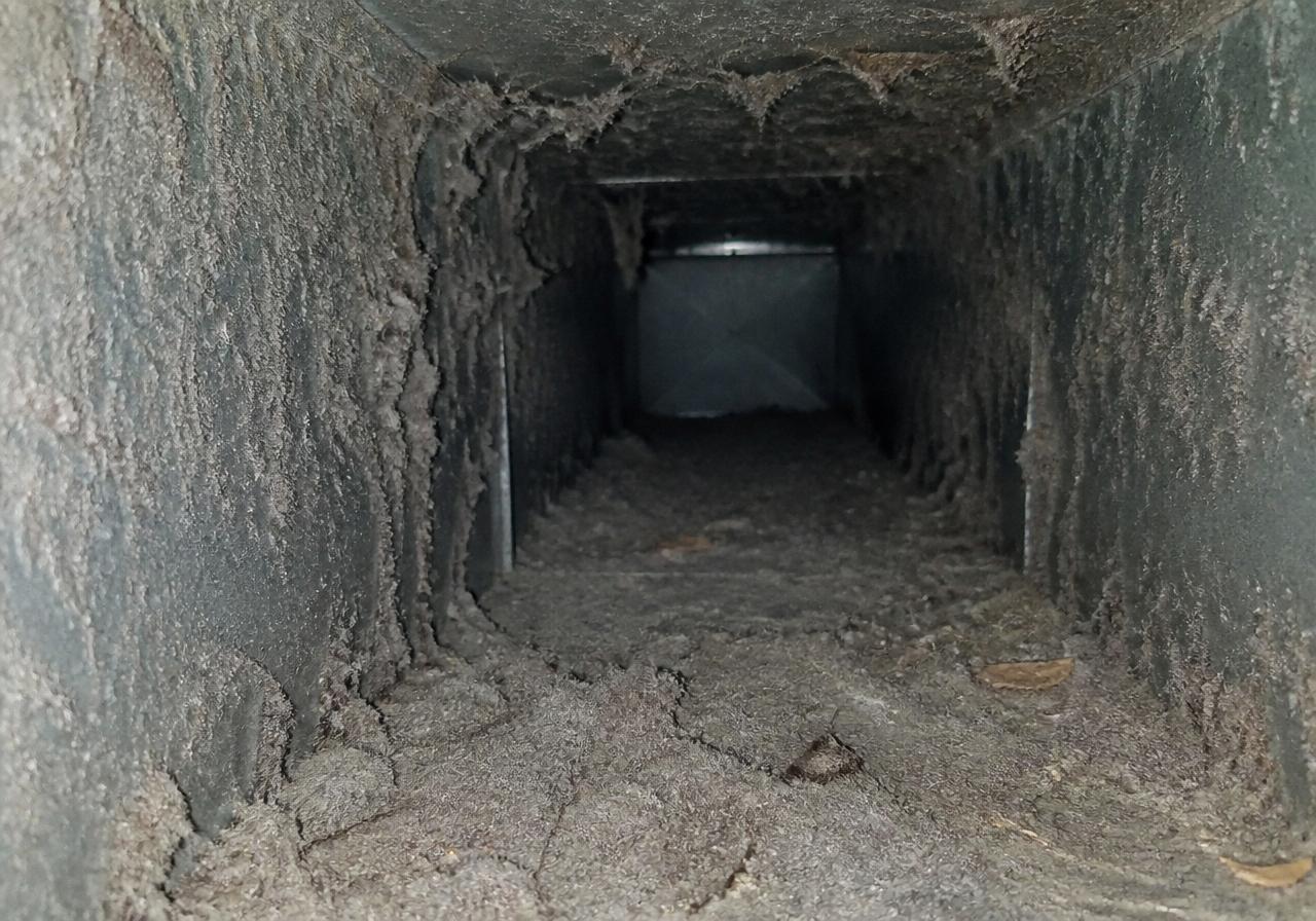 Main supply duct interior — before cleaning