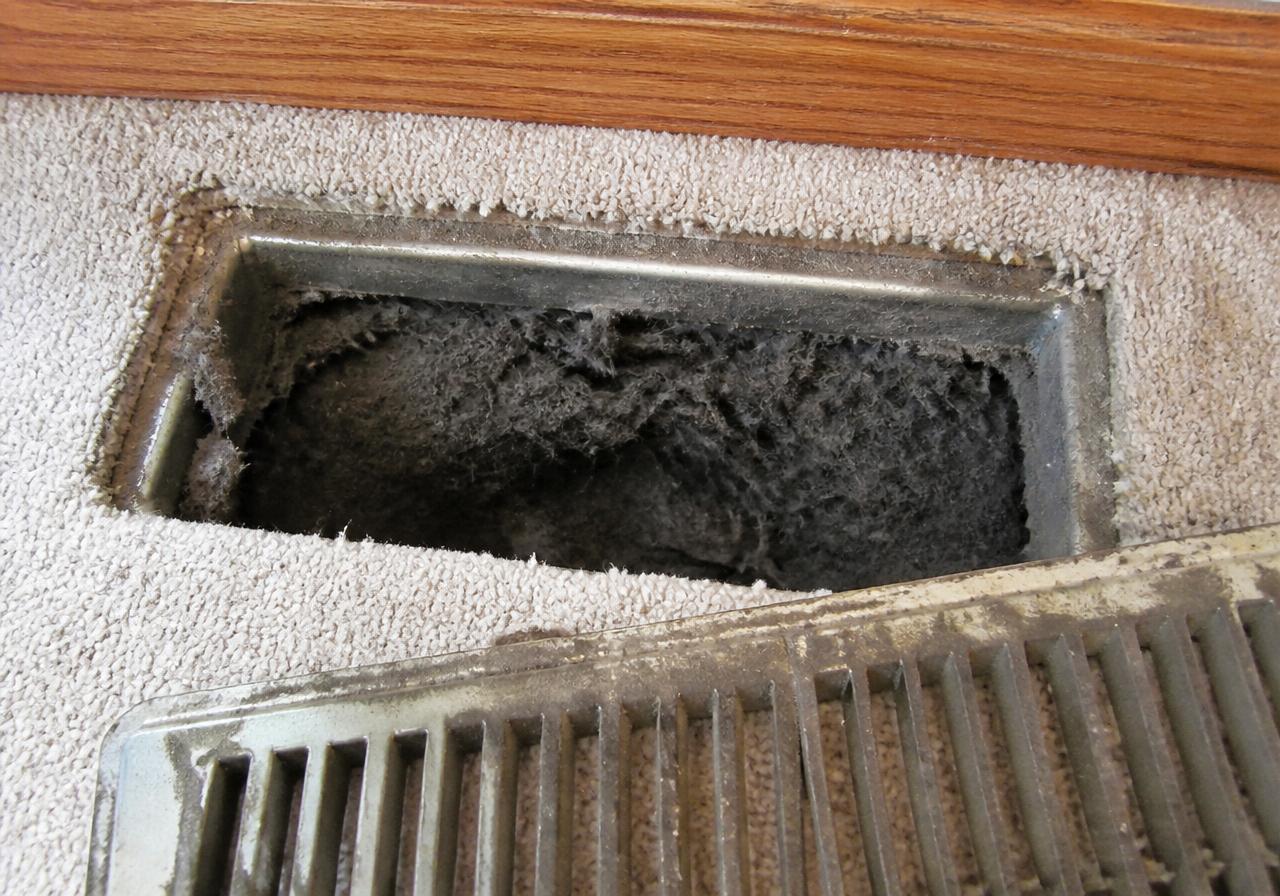 Floor vent register — before cleaning