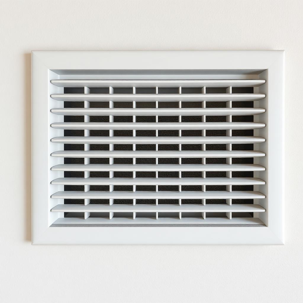 Return air vent grille — dust and cobwebs cleaned — after cleaning