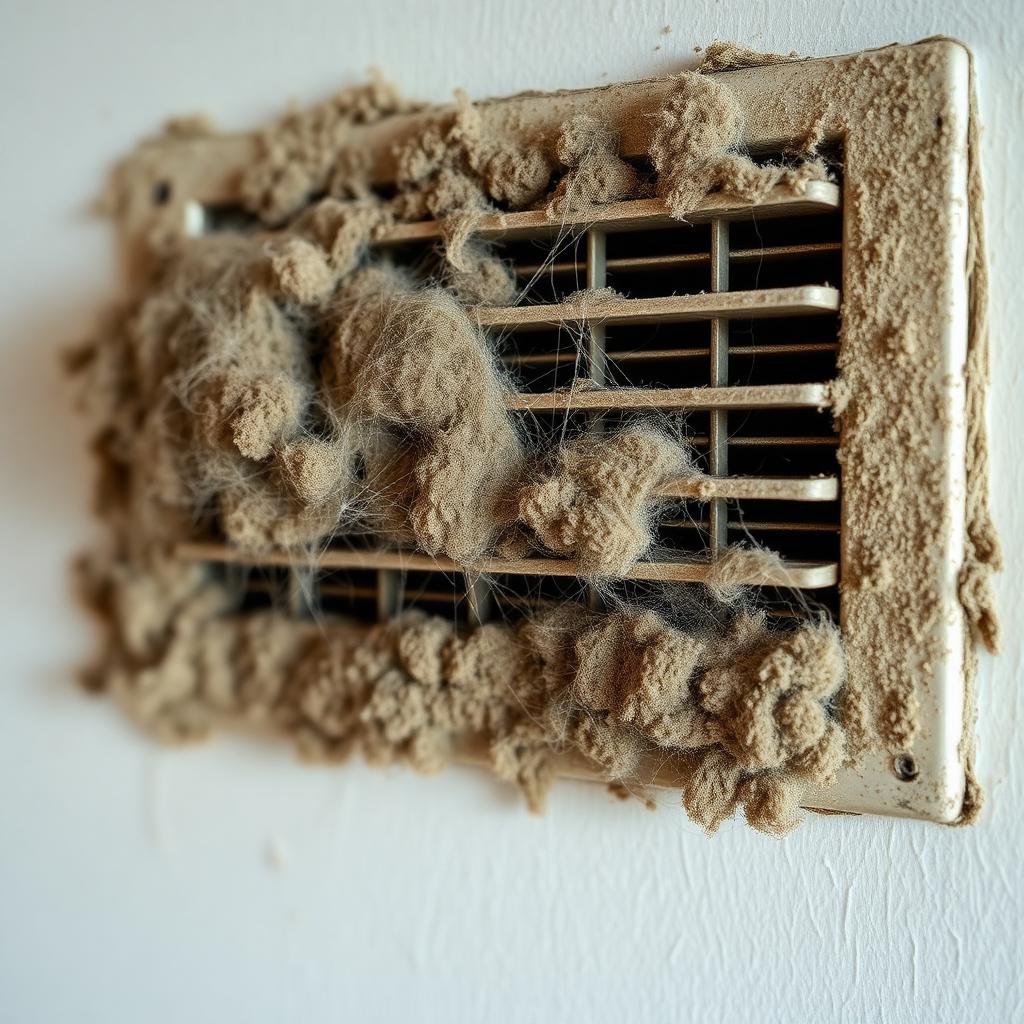 Return air vent grille — dust and cobwebs cleaned — before cleaning